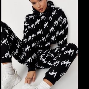 PLAYBOY Crop Top Hoodie PLAYBOY Repeat Print Sweatshirt.PB So Soft